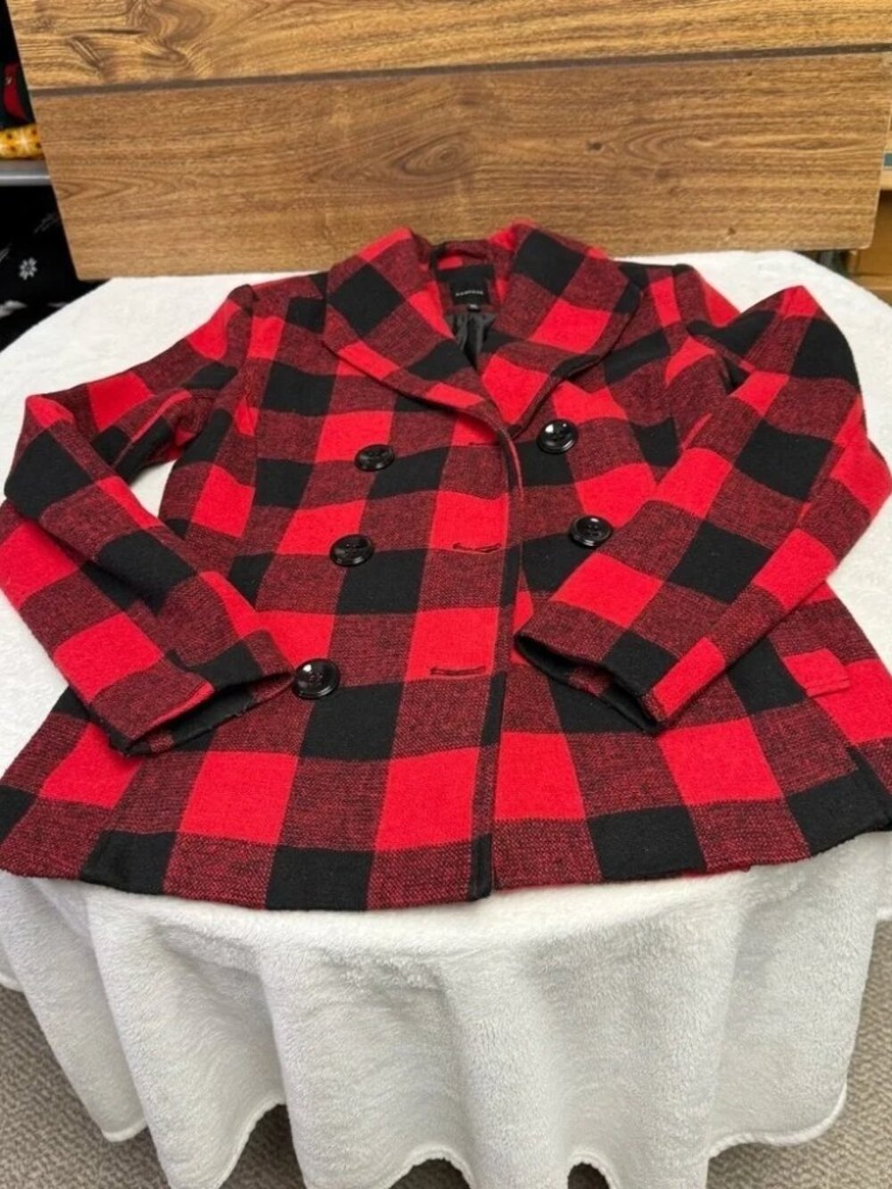 Red Buffalo Plaid Pea Coat